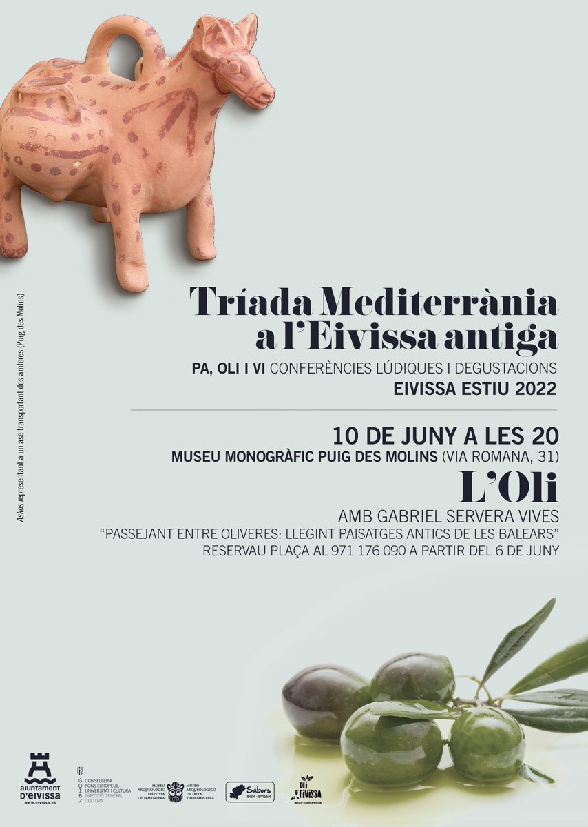 OleaProject's tweet image. This Friday, Gabriel Servera will be at the @MAEFmuseu explaining the results of the OLEA-project, in the framework of the conference "Triada Mediterrània a l'Eivissa antiga". We hope to see you there!