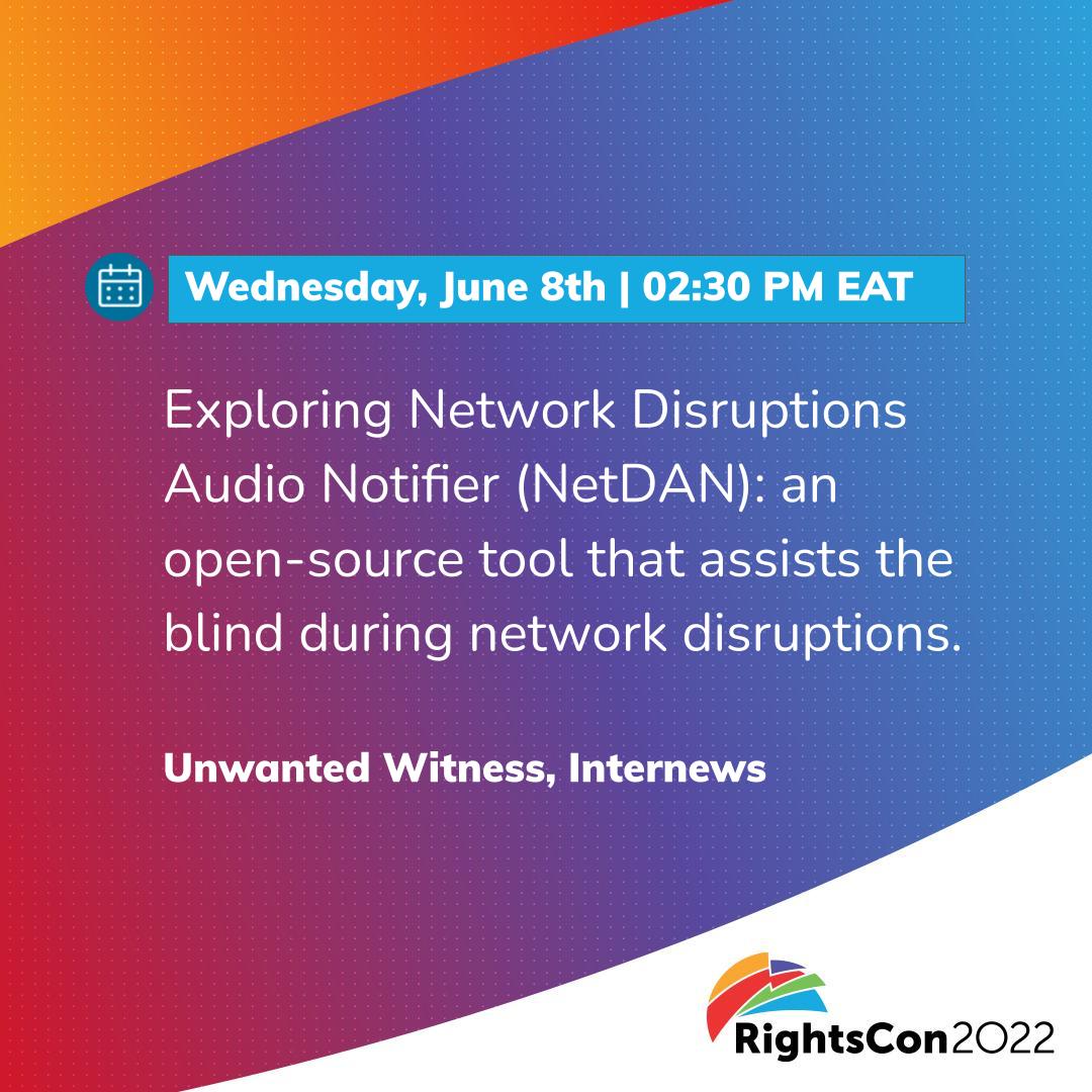 UnwantedWitness's tweet photo. Network disruptions exclude the blind and people with visual impairments from exercising their rights to access information and freely express their opinions online.
Join us today at the #RightsCon2022 to find out what we are doing about this.
#NetDAN https://t.co/pvWb5d6Sz2