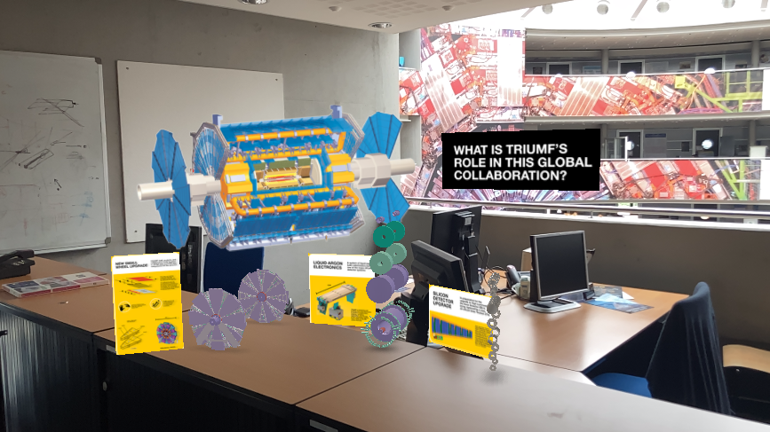 AR <a href="/ATLASexperiment/">ATLAS Experiment</a> meets mural <a href="/CMSExperiment/">CMS Experiment CERN</a> in building 40 <a href="/CERN/">CERN</a> - happy I could help with that development from <a href="/triumflab/">TRIUMF</a>