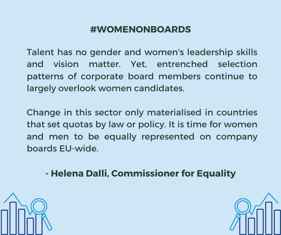 Last night, <a href="/EUCouncil/">EU Council</a> and <a href="/Europarl_EN/">European Parliament</a> reached an agreement on the #WomenOnBoards proposal.

From 2026, women must make up at least 40% of non-executive boards or 33% of all directors of listed companies.

Read more on this important step forward here➡️bit.ly/39fHWj8