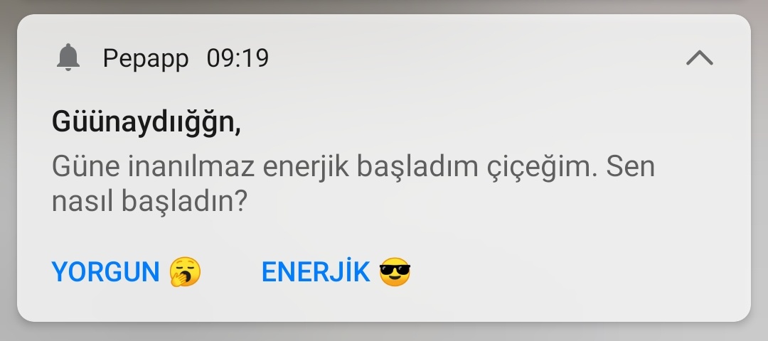 Günaydın mesajı atanlarımın enerjisinden istiyorum. Uygulama bile enerjik 😶
