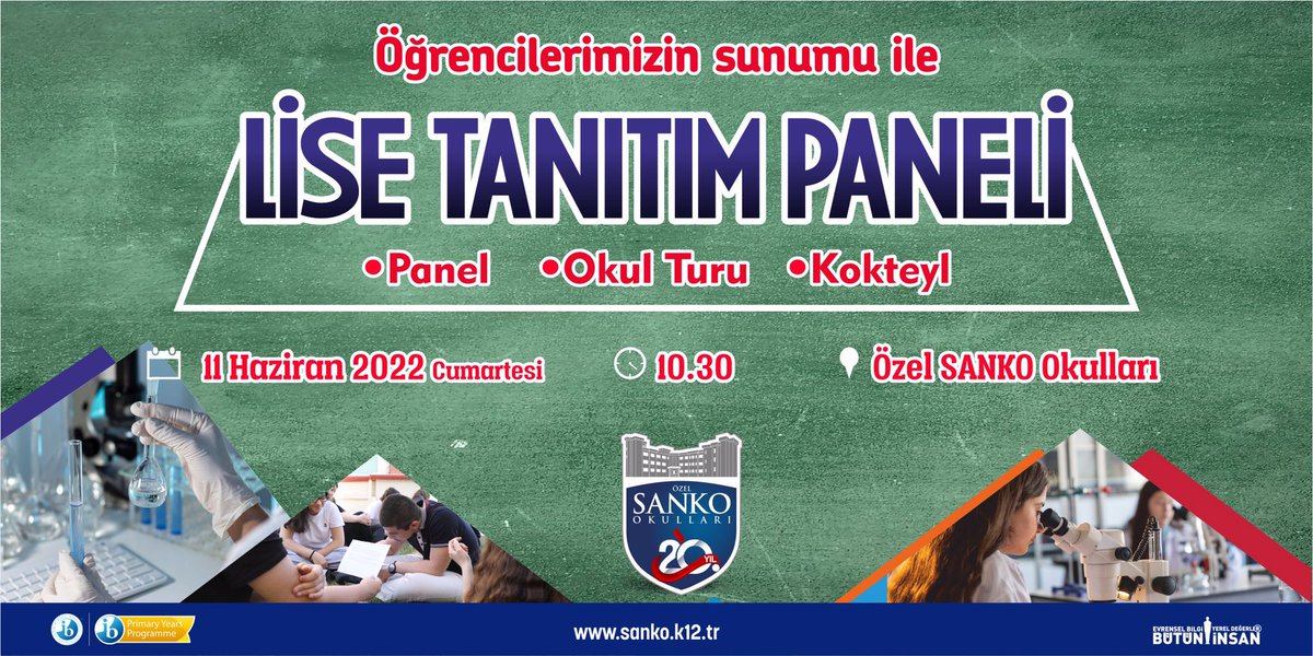 SankoOkul's tweet photo. Öğrencilerimizin sunumu ile 11 Haziran Cumartesi günü saat 10:30’da okulumuzda gerçekleşecek olan “Lise Tanıtım Paneli”nde görüşmek dileğiyle…
#sankookulları #lgs #lgs2022 #gaziantep https://t.co/lXCcjUj3LX