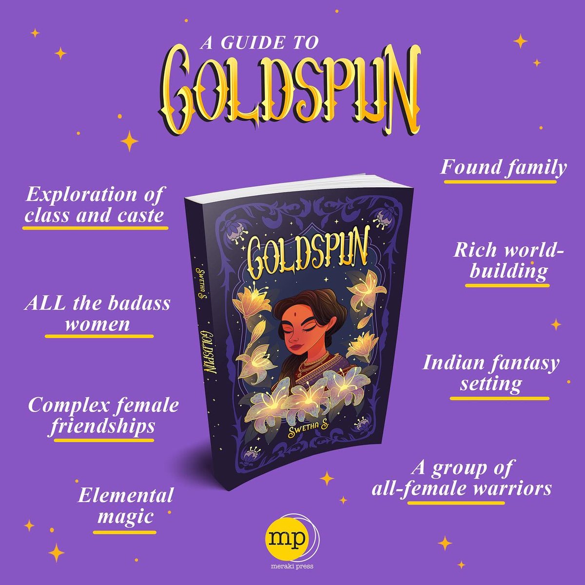 MerakiPress's tweet photo. Want to know what Goldspun by Swetha S (@SwethaWrites) is all about? Here’s a little teaser, just for you ✨ Pre-order now using this link: https://t.co/fBXrbtXX7U https://t.co/pUaNXzg6gY