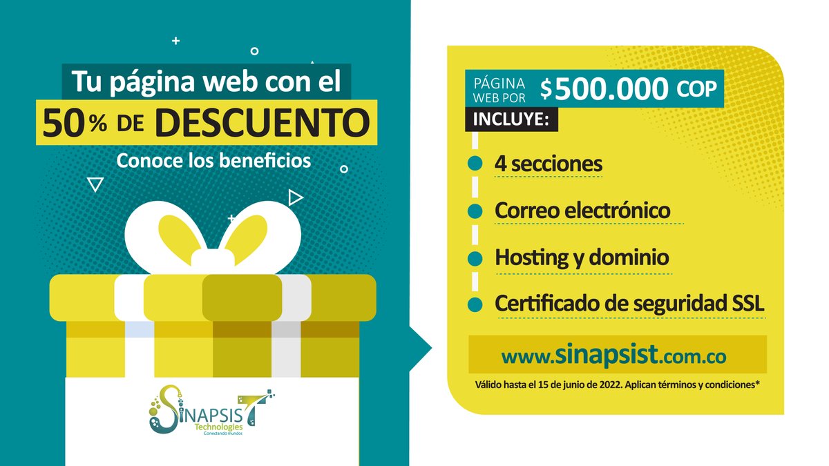 Sinapsis_T's tweet photo. Realiza tu página web con nosotros, te ayudaremos con un proceso fácil y rápido. Escríbenos al correo: info@sinapsist.com.co o al whatsapp: 350 8435076.
#website #descuentos #Junio #websitedesign https://t.co/FoXIVueAVR