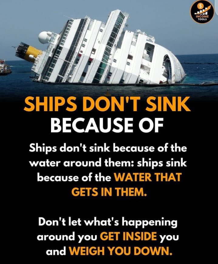 The problem isn't the issue, your attitude is!
Many of us go through life asking why me? Well why not you?The honest truth is that you have what it takes to overcome anything you are going through,go through them with your head up high
#living #whyareyouliving 
#sink #ship #water