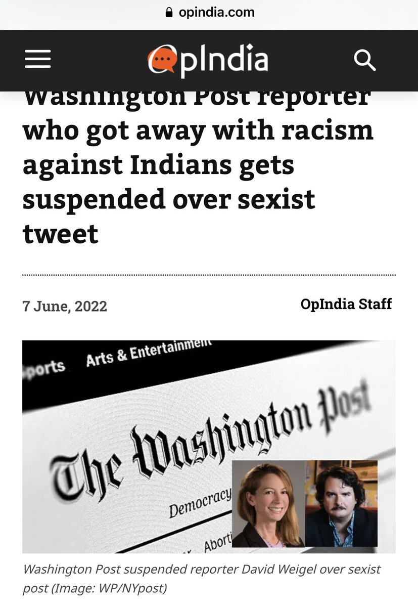 pallavict's tweet photo. Dear @JeffBezos 

You own Amazon &amp; Washington Post

WaPo has repeatedly given platform to this Hinduph0bic lady

WaPo suspended David Weigel over SEXIST tweets 

Now will WaPo SUSPEND Rana Ayyub?

Or is Hinduphobia ok for you?

A to Z of Hindus in USA &amp; world are watching https://t.co/sRZ47im6ix