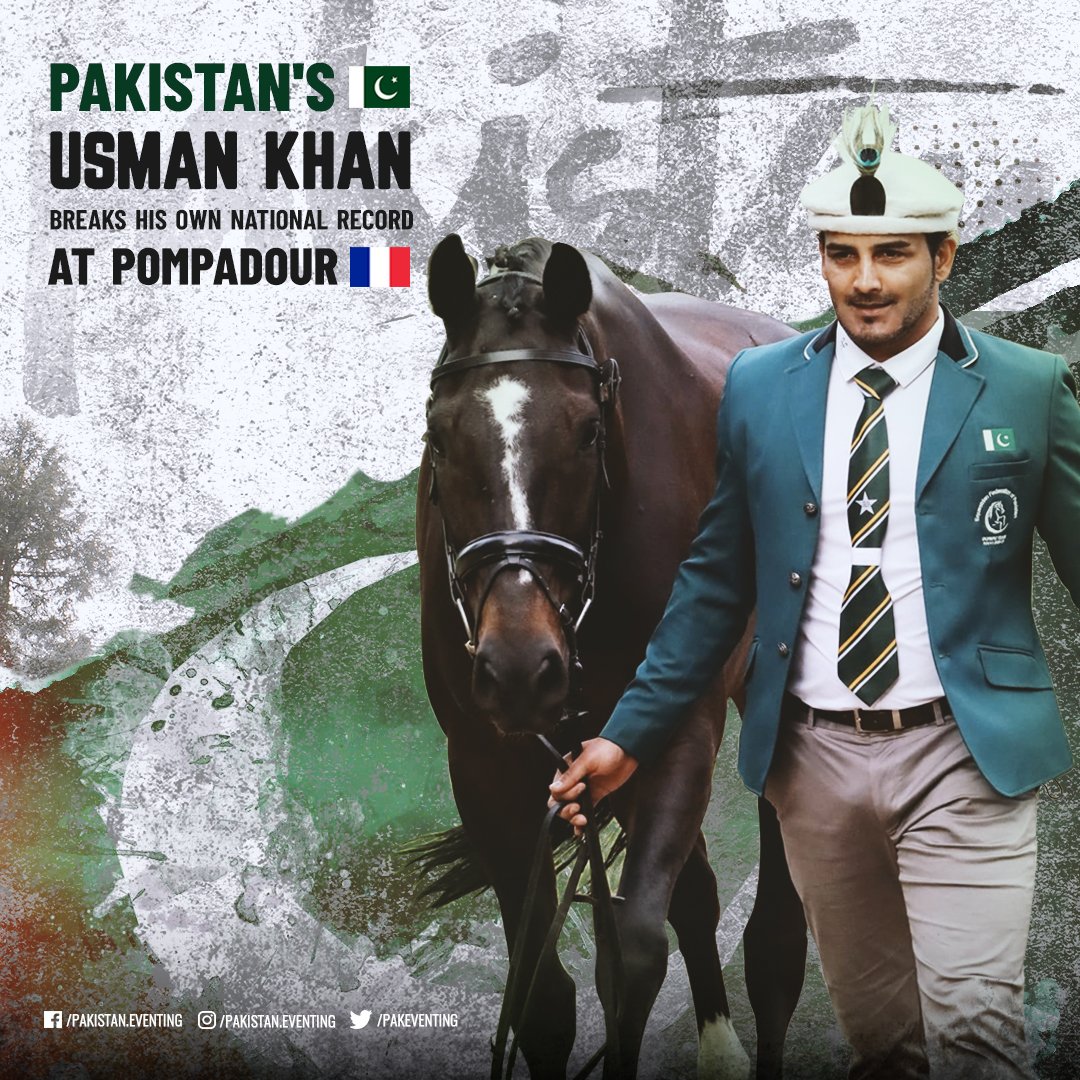 🇵🇰 Usman Khan during FEI trot up. One hr latter not only breaks his own National Record at Pompadour 🇫🇷 created at Jardy 4 weeks ago but scores 28.1 penalities to go on leaderboard with 2nd place after dressage in a big FEI European field. #chitralicap #buildinsilence #nayeuraan