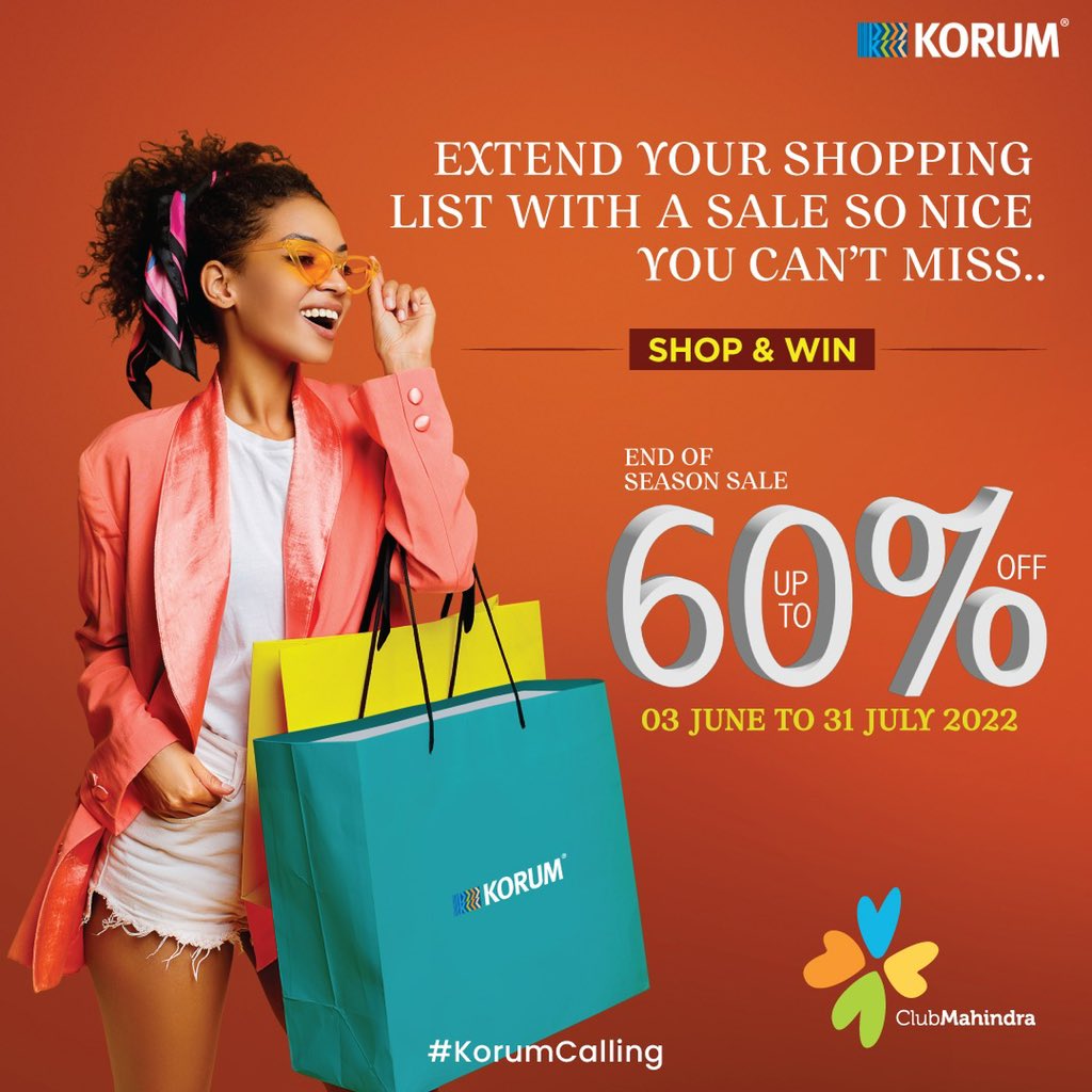The End Of Season Sale is here!🛍️😍🥰❤️

Get Up To 60% OFF on various brands at the mall from 3rd June 2022 to 31st July 2022;
avail the best of the deals NOW!!!🥰🥰