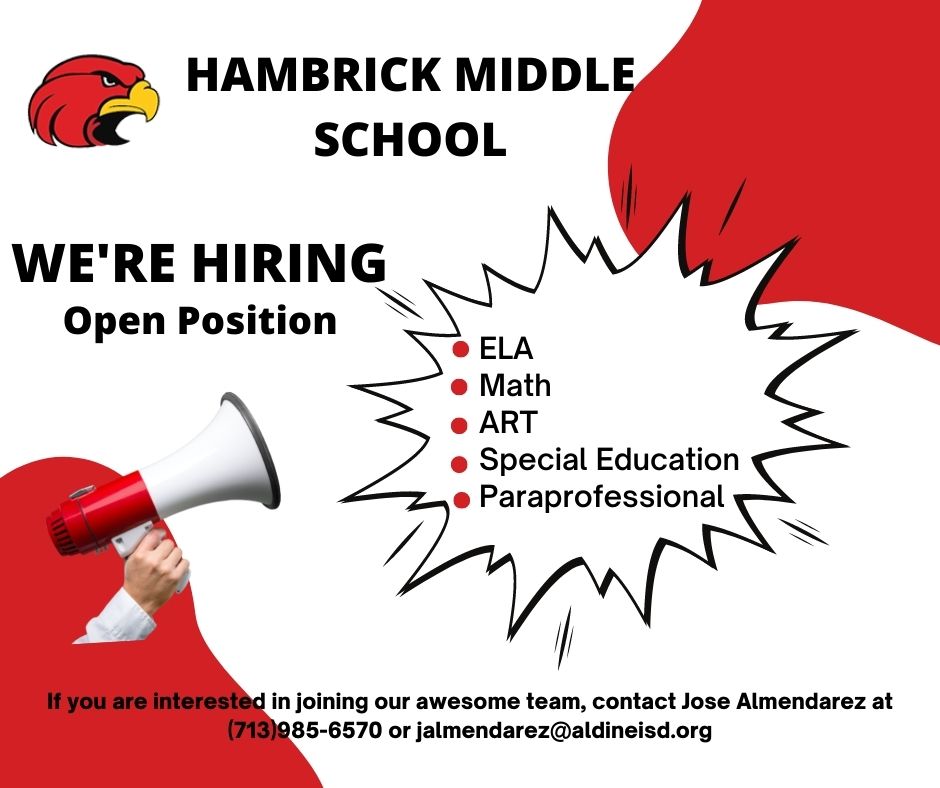 We're looking for passionate educators to join our Hambrick family. Check out the awesome opportunities below!