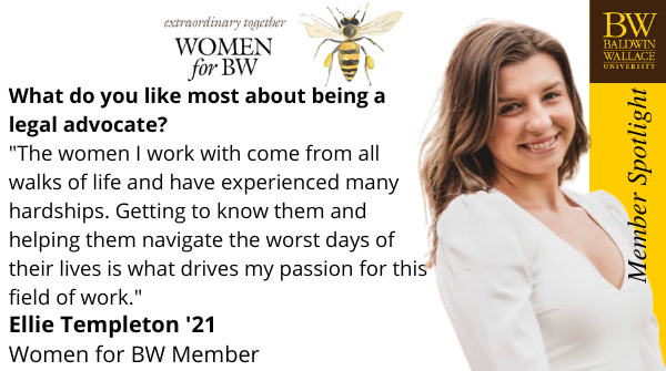 womenforbw's tweet photo. #WomenWednesday Meet Women for BW member Ellie Templeton '21 who works as a legal advocate for Lorain County Safe Harbor / Genesis House, which provides services for survivors of domestic violence. Read: https://t.co/rTTnDy1OAh @GenesisHouse1 #YJ4L https://t.co/Eqpxcndbkt