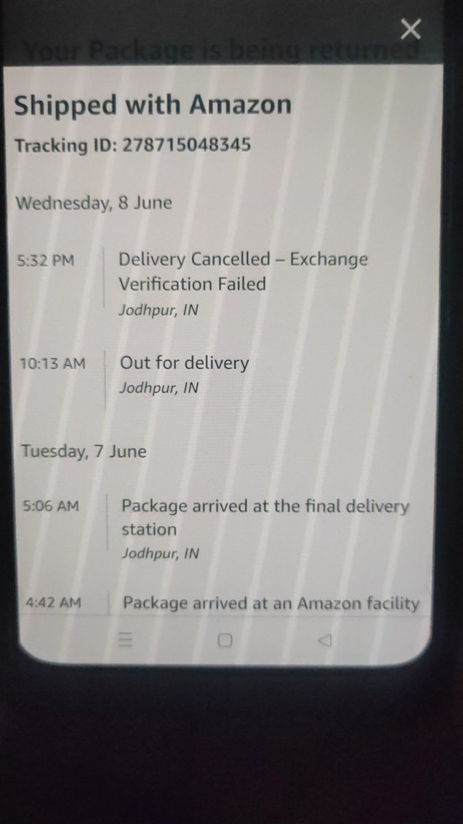 MBAdil_official's tweet photo. @AmazonHelp Dear @AmazonHelp 
In continuation, i re-order the same consignment and today is the day of expected delivery. I didn't recieve any call from delivery partner and delivery partner cancelled the order with following attached reason. @JeffBezos @AmitAgarwal https://t.co/o43wtCUeSc