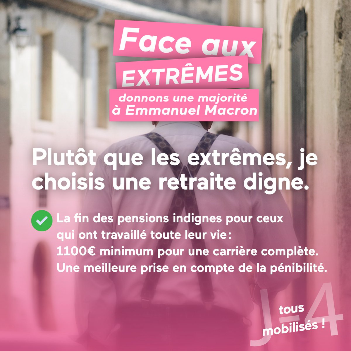 Dimanche, choisissez un projet de réforme des retraites qui ne laisse personne au bord du chemin. Un projet qui ne met en péril ni l'avenir de nos enfants ni celui de nos aînés. #EnsembleFaceAuxExtrêmes
