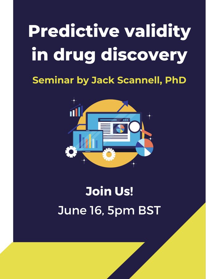 Join Consilium on June 16th for a talk from our brilliant AdBoard member Jack Scannell. Sign up here: mailchi.mp/consilium-scie… @Jhickmana @rkessler05 @RevuePrescrire @david_colquhoun @LSEHealthPolicy @HealthSenseUK @TranspariMED @HAImedicines @EricLow71 @Anticancerfund
