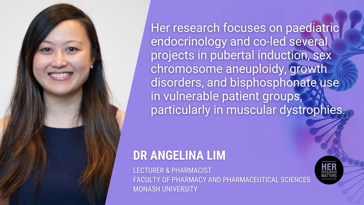 #ResearcherInFocus Dr Angelina Lim is a lecturer @MonashPharm & a pharmacist. Her PhD @CentMedUseSafet was on optimising asthma medication during pregnancy. She did her postdoc @MCRI_for_kids. #WomenInSTEM #WomenInScience #HerResearchMatters
