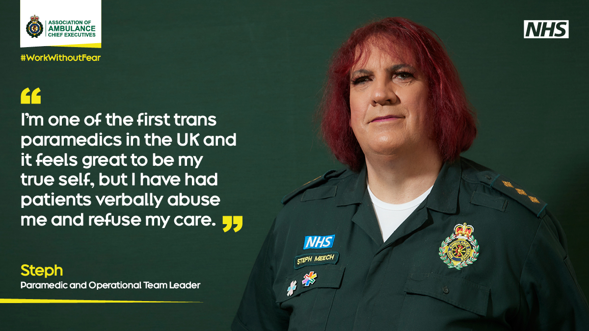 Steph is a hugely valued #Paramedic &amp; Ops Team Leader at <a href="/SECAmbulance/">South East Coast Ambulance</a>.  

Like all her #ambulance colleagues she fulfils a vital role in her community, and any abuse that she or they receive - from patients in need or the wider public - is NEVER acceptable. 

#WorkWithoutFear.