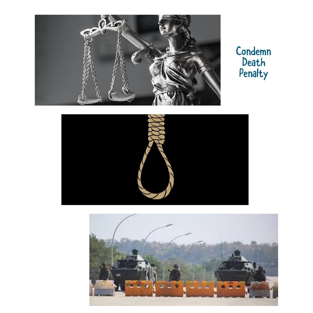 Religiosa994's tweet photo. The military junta is using its illegitimate power to control the judicial decisions. We urge the international community to increase the pressure towards the junta to turn back their actions towards the activists on death penalty. #PreventExecution https://t.co/2qdH5oxFFr