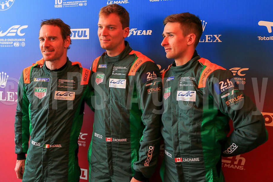 🆕 Michael Fassbender with his 24 Hours of Le Mans teammates Zacharie Robichon and Matt Campbell! 📸🏁 #ProtonCompetition #LeMans24