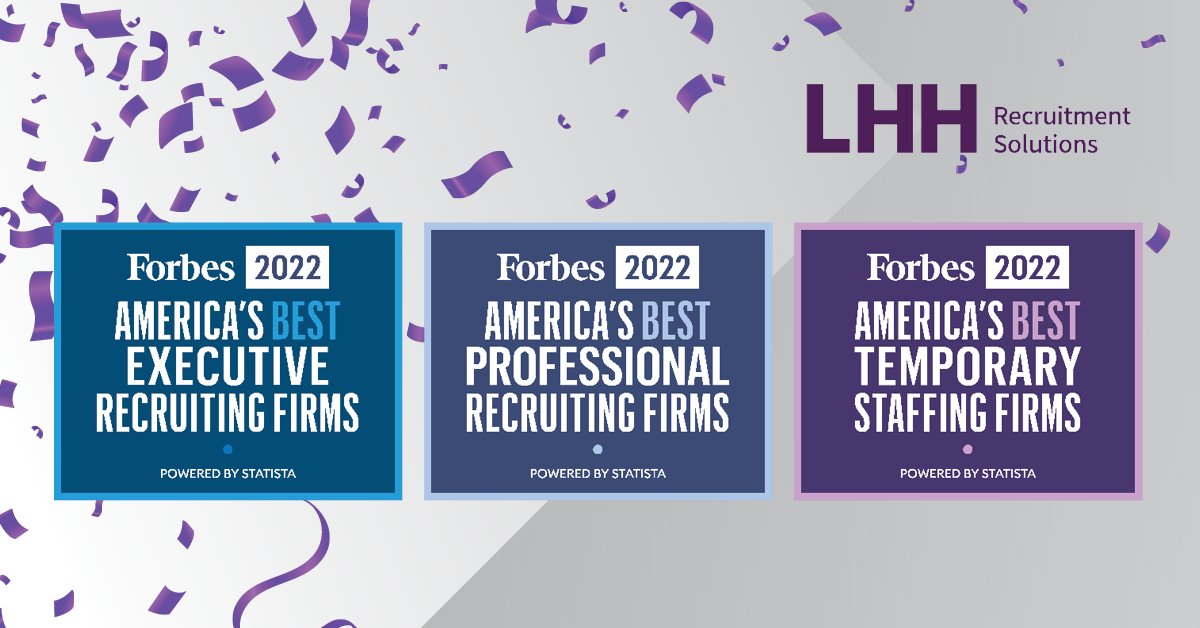 I am proud to announce that we have​ once again made it onto three of the Forbes ‘America’s Best’ lists this year as LHH Recruitment Solutions!  We love partnering with our clients and candidates to offer #legal #recruitment services and beyond!