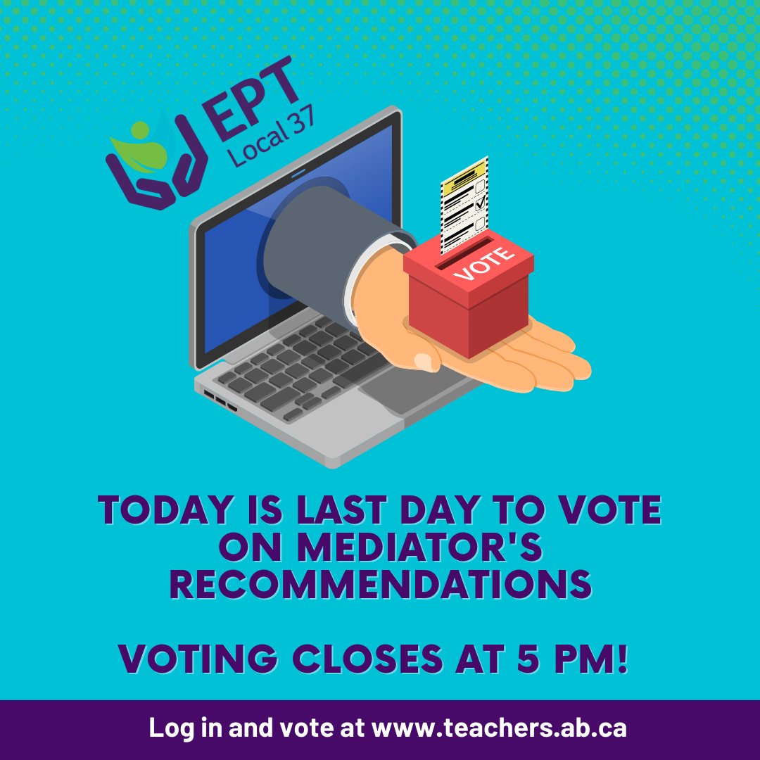 EdPubTeachers's tweet photo. LAST DAY TO VOTE!

Don't miss the chance to cast your vote on the mediator's recommendations. Your vote matters! 

Remind your friends and colleagues! RT

#WeAreATA #OneProfessionUnited https://t.co/3ewlkTfwcw