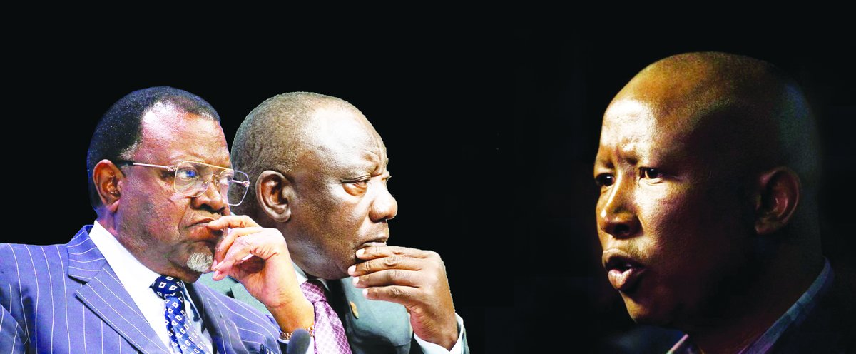 TheNamibian's tweet photo. “Ramaphosa unleashed his personal thugs to track down suspects in Namibia after the robbery on his farm with the aid of the Namibian president [Hage Geingob].” -Economic Freedom Fighters leader Julius Malema.
Read more in today’s edition. https://t.co/lYjGKjhrtv