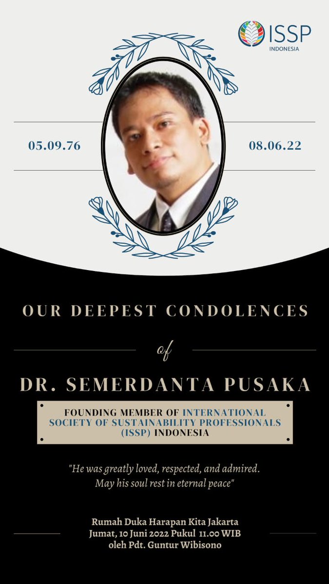 issp_id's tweet image. Our deepest condolences of Dr. Semerdanta Pusaka as one of the founding member of ISSP Indonesia. He was greatly loved, respected, and admired. May his soul rest in eternal peace.