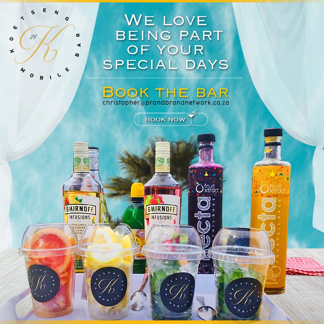 KoetsengBar's tweet photo. Message us now to book our bar!
We curate signature cocktails specifically to the type of event you are planning. 

Experience the excitement!
#KoetsengMobileBar #DrinksOnWheels #ServedCold https://t.co/o4qHTgE6RE