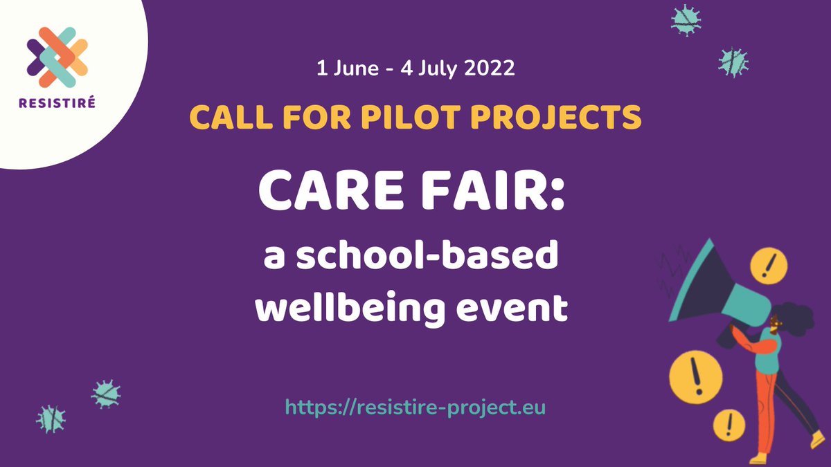 RESISTIRÉ 🇪🇺 Gendered inequalities due to Covid (@resistire_eu) on Twitter photo 📢Open call for pilot projects!
<a href="/Resistire_EU/">RESISTIRÉ 🇪🇺 Gendered inequalities due to Covid</a> is funding up to 2⃣ projects helping #young people access support services for their #wellbeing by organising a #Care Fair in secondary schools.
Find out more 👇
resistire-project.eu/call-for-pilot… 📢Open call for pilot projects!
<a href="/Resistire_EU/">RESISTIRÉ 🇪🇺 Gendered inequalities due to Covid</a> is funding up to 2⃣ projects helping #young people access support services for their #wellbeing by organising a #Care Fair in secondary schools.
Find out more 👇
resistire-project.eu/call-for-pilot…