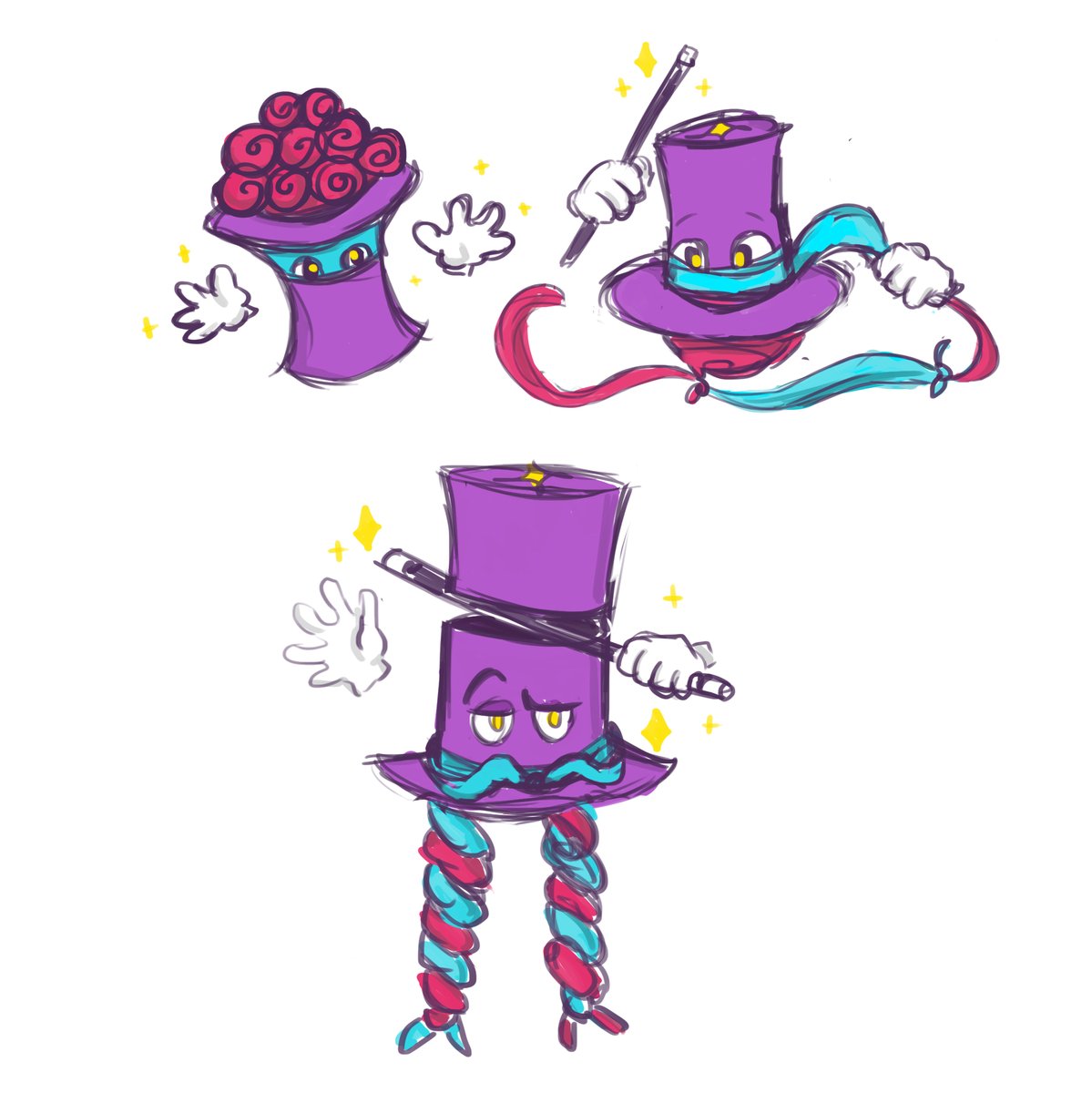 PokeMakers's tweet photo. Trainers, check out Shocus, Prestocus, and Clapocus! A magician's hat come to life, performing its own spectacular tricks!

They're a perfect fit for Ian of the Astro Light Circus - but I wonder if Gym Leader Sam might enjoy this #fakemon's style, too? https://t.co/wnEaRAbzNX