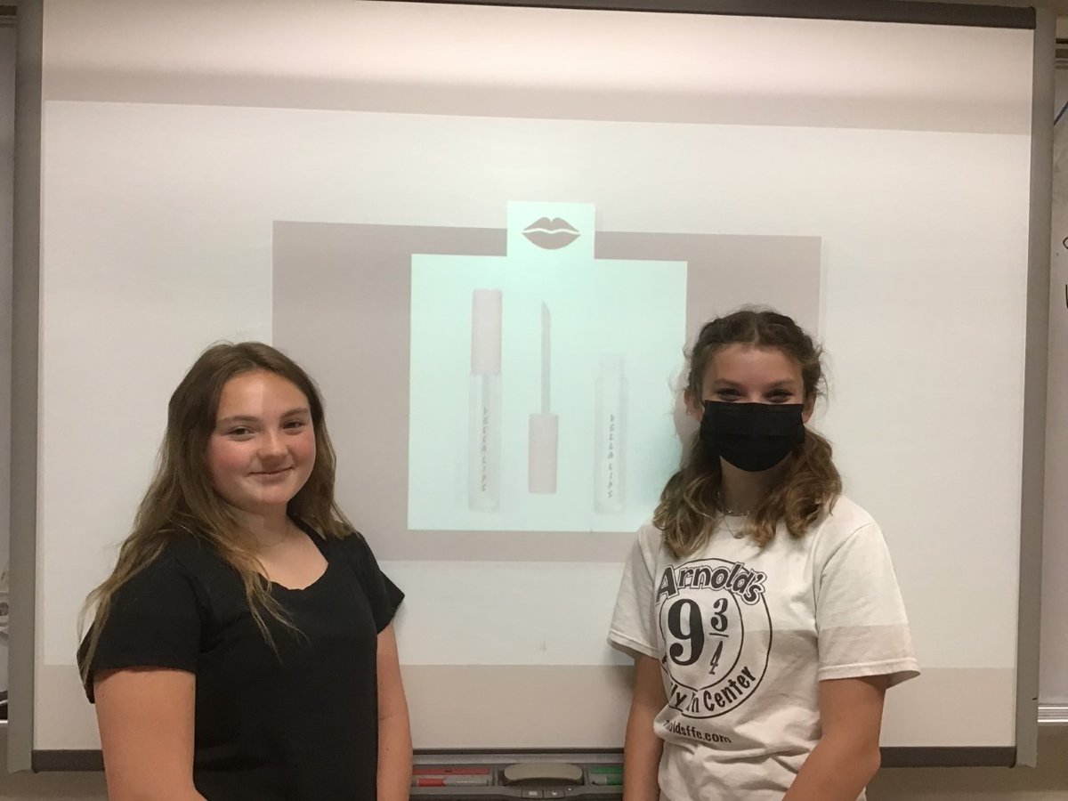 GilloolyMrs's tweet photo. Violet and Ella pitched their 7th Grade Mini Shark Tank Project idea, Vella Lips. Who wouldn't buy lip gloss that doesn't get stuck to your hair? Check out their Photoshop Skills. Way to go ladies! @gvmsmatters https://t.co/11keBabPZf