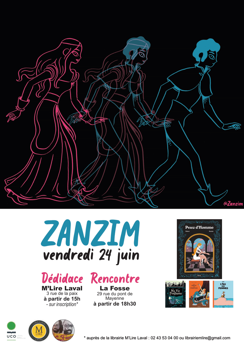 UCO Laval (@uco_laval) on Twitter photo Les apprenti.es libraires de l'UCO Laval vous invitent à un moment de partage avec Zanzim, auteur de bandes dessinées mayennais.
📍 <a href="/LibrairieMLire/">Librairie M'Lire</a>, 3 Rue de la Paix, Laval
📅 24 juin 2022 de 15h à 18h
🎟 Sur inscription - librairiemlire@gmail.com Les apprenti.es libraires de l'UCO Laval vous invitent à un moment de partage avec Zanzim, auteur de bandes dessinées mayennais.
📍 <a href="/LibrairieMLire/">Librairie M'Lire</a>, 3 Rue de la Paix, Laval
📅 24 juin 2022 de 15h à 18h
🎟 Sur inscription - librairiemlire@gmail.com