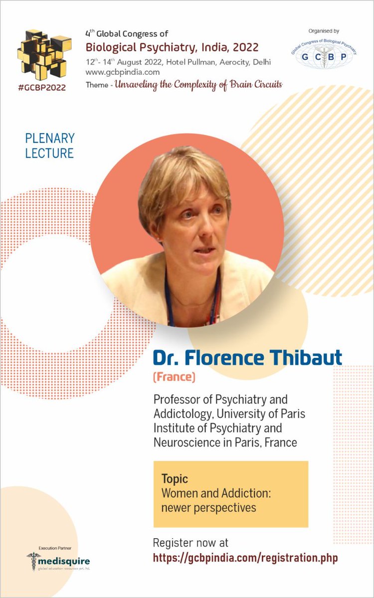 #GCBP2022 Plenary Lecture #1 Dr Florence Thibaut (France)
For more details: gcbpindia.com
Register now: gcbpindia.com/registration.p…
Download Agenda: gcbpindia.com/pdf_docs/Agend…

 #hybrid #stayhealthy #mentalhealth #bipolar #mentalhealthawareness #depression #anxiety