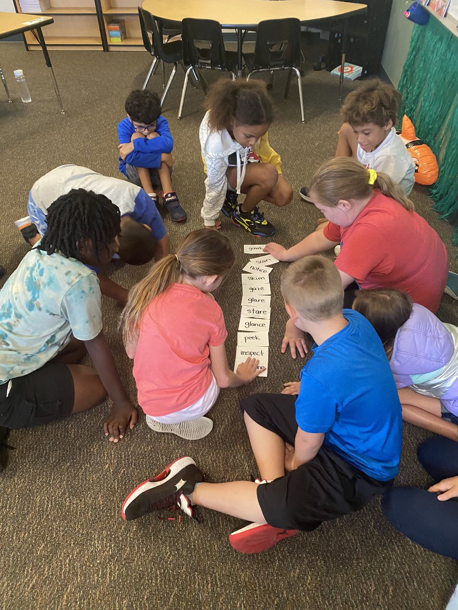 Summer school day 2: Ss working with words (shades of meaning) to boost academic vocabulary while promoting accountable talk!