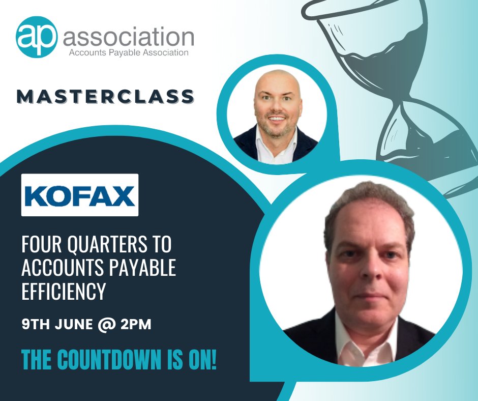 Accounts Payable Association (@ap_association) on Twitter photo 🌟 The countdown to our Masterclass with <a href="/Kofax/">Jaycob Gonzales</a> is on 🌟
But don't worry, there's still time to sign up! ⏰
Join Tim Frazer and Jamie Radford as they take us through the "Four Quarters to Accounts Payable Efficiency" tomorrow at 2pm💡
Sign up here: hubs.li/Q01cqCd70 🌟 The countdown to our Masterclass with <a href="/Kofax/">Jaycob Gonzales</a> is on 🌟
But don't worry, there's still time to sign up! ⏰
Join Tim Frazer and Jamie Radford as they take us through the "Four Quarters to Accounts Payable Efficiency" tomorrow at 2pm💡
Sign up here: hubs.li/Q01cqCd70