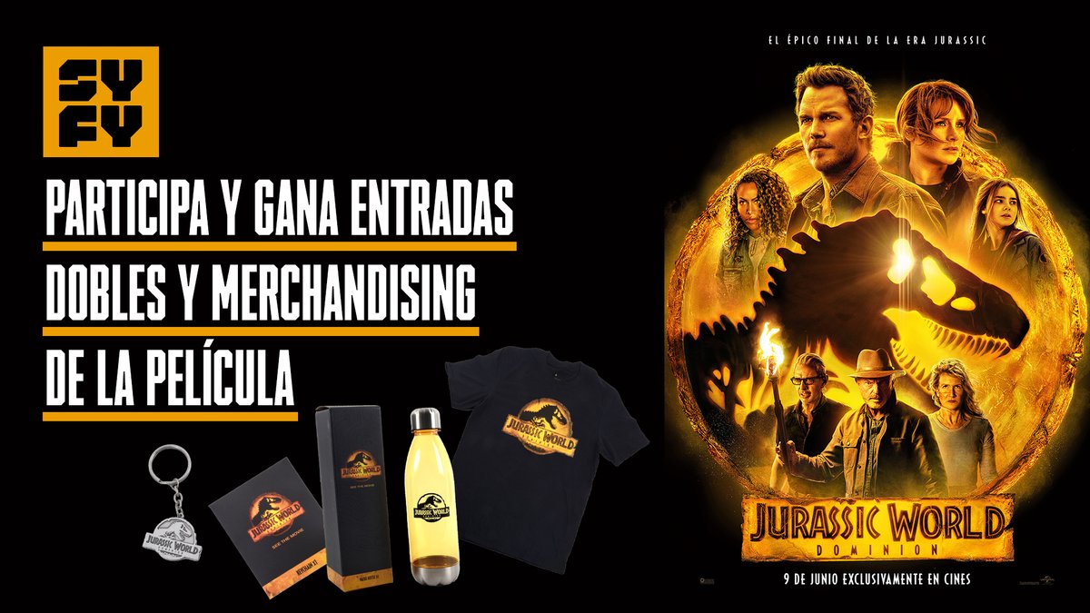SYFY_Spain's tweet image. #JurassicWorldDominion llega el próximo 9 de junio a los cines. 🦕🤩 ¿Quieres ganar entradas dobles para ver una de las películas más esperadas del año? Sigue estos pasos sencillos pasos:
 
✅ Síguenos en @SYFY_Spain.
✅ Da RT a este post.
 
Tienes hasta el 15/06. ¡Suerte!
