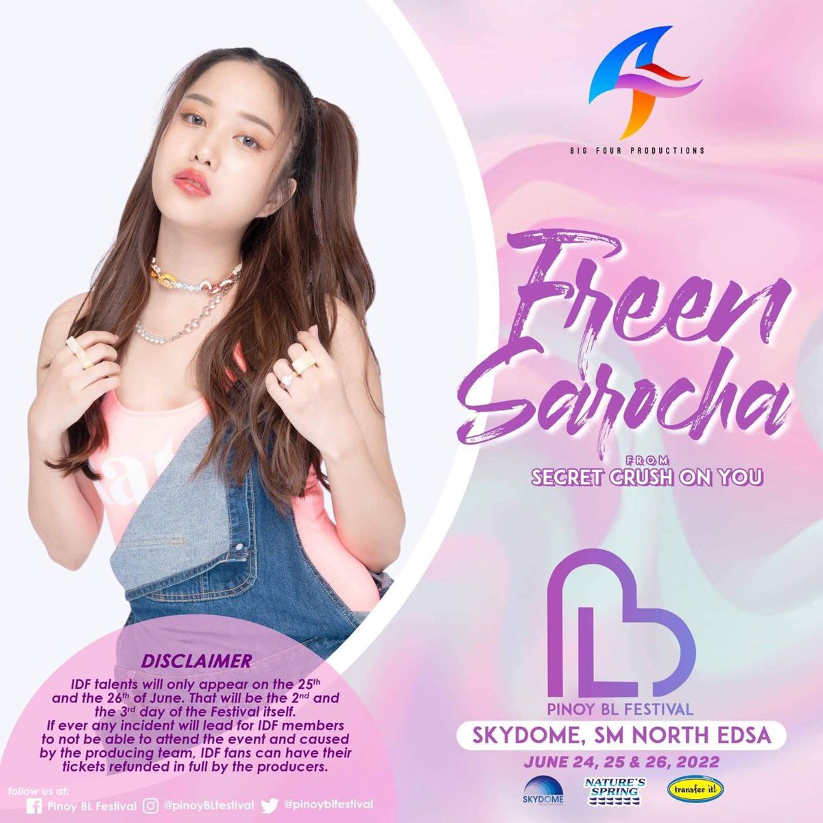 Get ready and scream because Freen Sarocha is coming to the Pinoy BL Festival! <a href="/srchafreen/">P'freen (real)</a> 

It’s time to meet her with the other idols. #PinoyBLFestival 

Hurry! Few tickets left! 
tinyurl.com/PinoyBLFestTic…