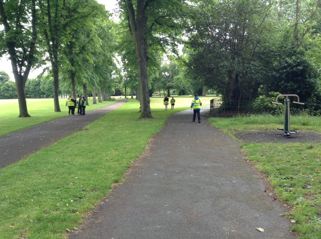 HoylakeHolyTrin's tweet photo. Y5/6 are enjoying a geography field trip to Birkenhead Park today as part of our #coasttocountry topic.They're mapping out coordinates on a grid to form a collaborative map with the other classes #gridreferences #teamwork #geography https://t.co/tKPmH0zSKx