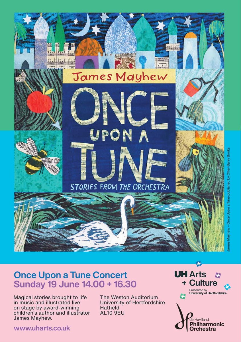 Join award-winning picture book creator @mrjamesmayhew as he brings magical stories to life with music and illustrations live on stage. The #OnceUponATune concert starts Sunday 19 June from 2pm at @UniofHerts. Click the link below to buy tickets 👇 🔗 cutt.ly/mJF9Ri7