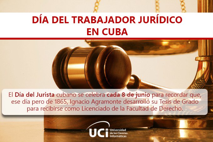 EspInvDPRHCA's tweet photo. El Día del jurista cubano se celebra cada 8 de junio para recordar que ese día pero de 1865, Ignacio Agramonte desarrolló su Tesis de Grado para recibirse como Licenciado de la Facultad de Derecho.
" Muchas Felicidades "
#Cuba
#CubaEsJusta
#LatirAvileño https://t.co/pAAEJ9WsT2