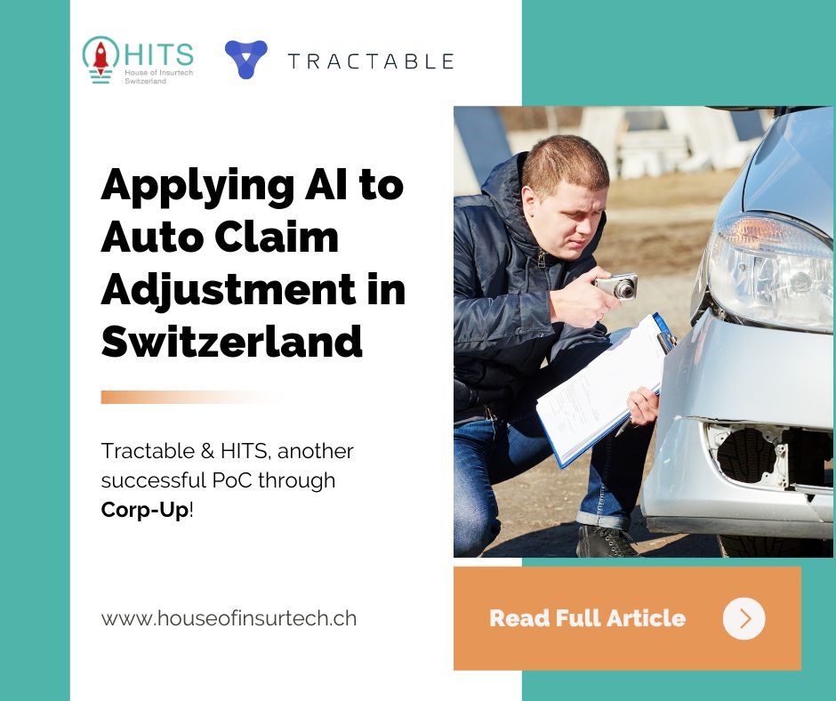Another successful PoC through Corp-Up! 💪

<a href="/HITS_InsurTech/">HITS</a> and <a href="/tractable_ai/">Tractable</a>  joined forces to run a Proof of Concept (PoC) to apply Artificial Intelligence (AI) to auto claim evaluation in Switzerland. 🚗

Read all about it here 👉 lnkd.in/eGdPm6Q3
