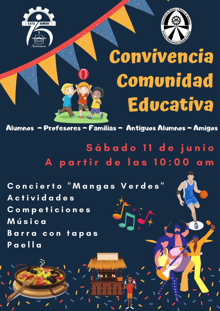 ampasafaalmeria's tweet photo. El próximo sábado 11 de junio, @safaalmeria y @cd_safa se unen a nuestra tradicional #Convivenciafindecurso. Juntos lo vamos a pasar bien ¿te apuntas? ¡Claro que si! #75Aniversario https://t.co/qZXrVm4ksP