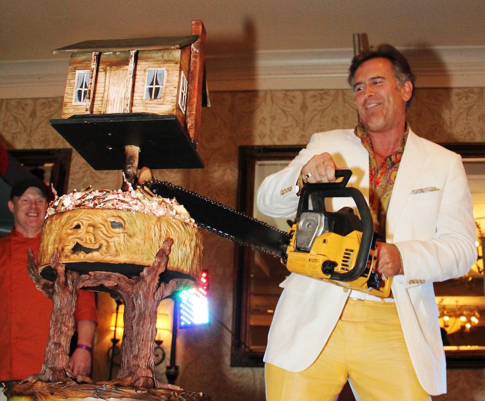 \"Gimme some sugar, baby.\" 

Happy Birthday Groovy Bruce Campbell Born born on this day in 1958. - Mike 