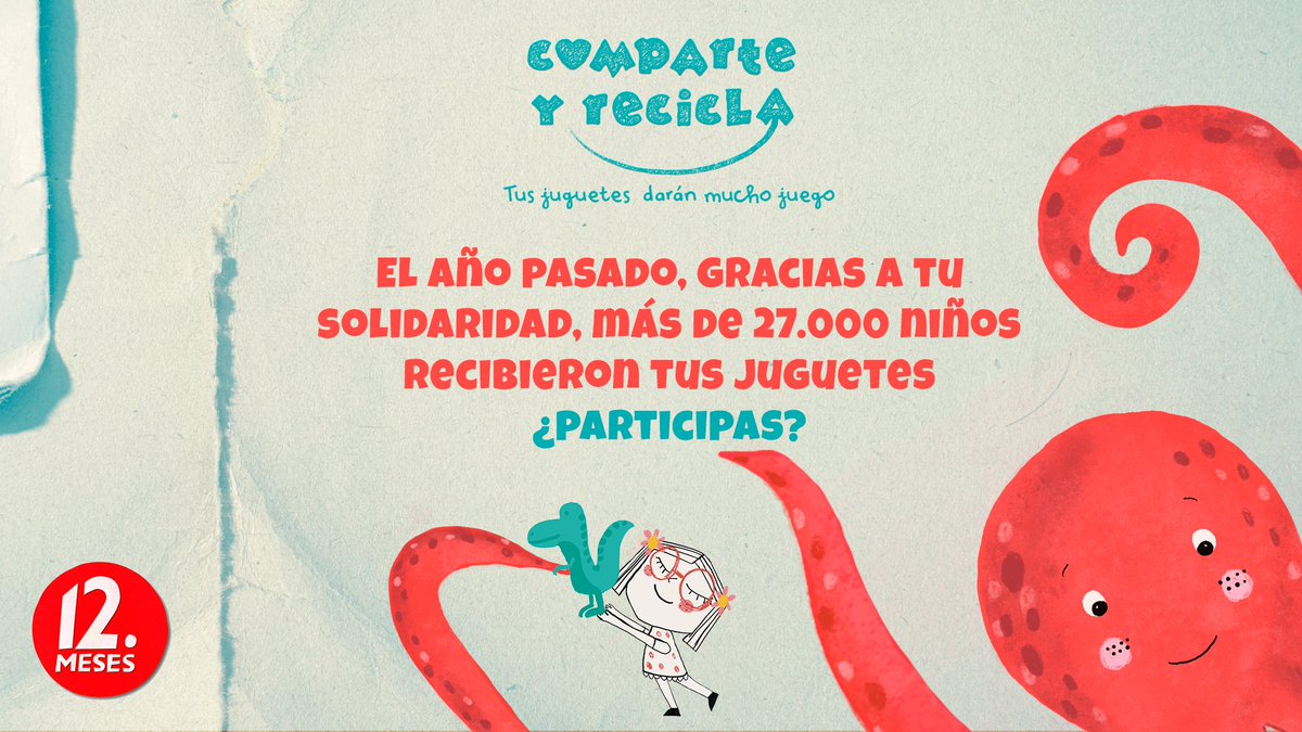 Te proponemos colaborar en la creación de un gran banco de juguetes para los niños más desfavorecidos. 
El año pasado, gracias a tu solidaridad, más de 27.000 niños recibieron tus juguetes. ¿Participas este año? comparteyrecicla.com #JugarEsUnAsuntoMuySerio <a href="/F_CrecerJugando/">Fundación Crecer Jugando</a>
