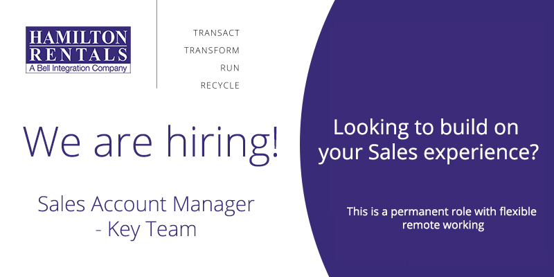 #WeAreHiring a Sales Account Manager to introduce and promote Hamilton Rental’s IT and AV hardware rental service, along with associated lines of service.  Please get in touch with Steve at Steve.Shelsher@hamilton.co.uk 🙏  #HardwareRental