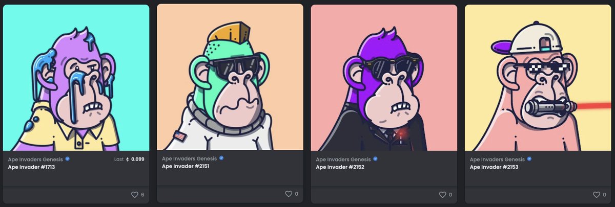 metasign_co's tweet photo. Just swept a few apes from @TheApeInvaders 

Show some love and buy one from the floor, if you do it within 5 hours from now you'll get a droid invader NFT and a gummies NFT for free! https://t.co/Eld9wDsiTw