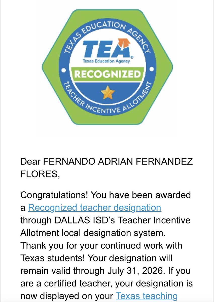 Feels good to be recognized for my #hardwork <a href="/dallasschools/">Dallas ISD</a> 🤓📚