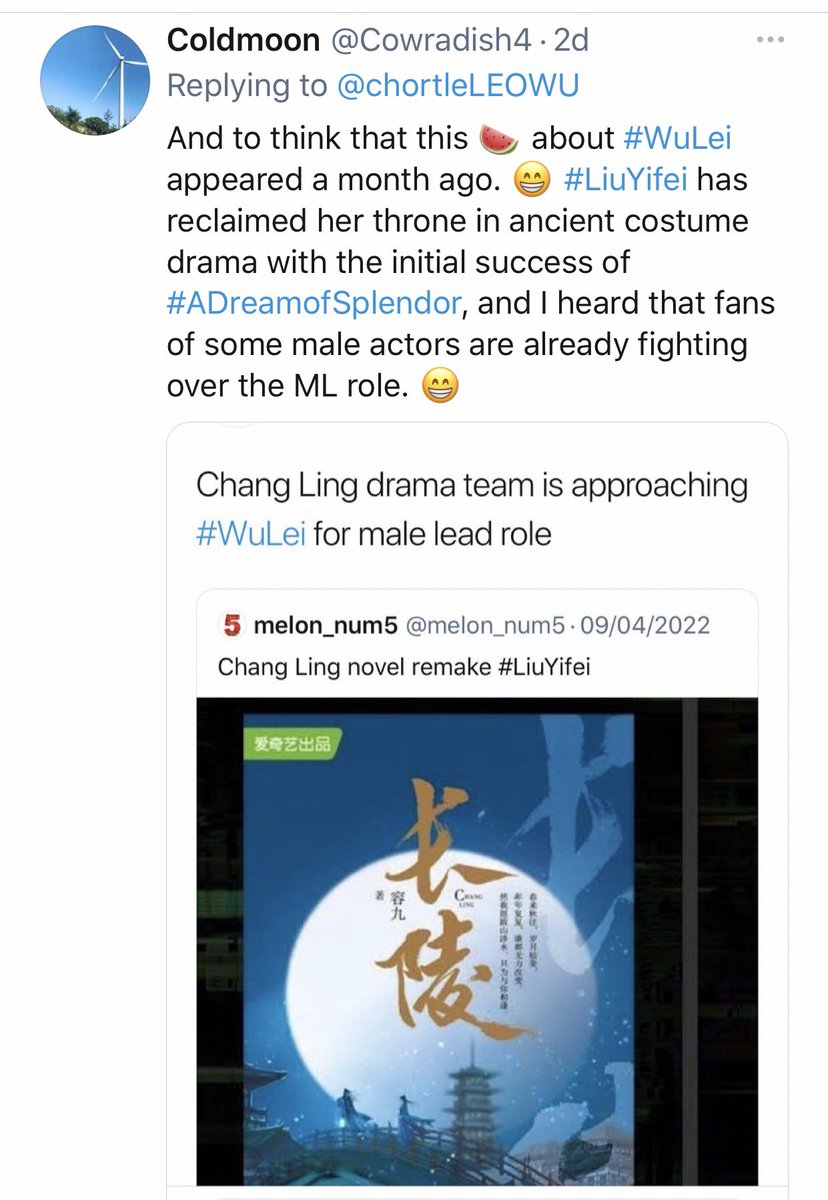 Cowradish4's tweet photo. This ๐ abt #ChanLing drama with #LiuYifei & #WuLei popped up again. And so goes the age issue about Leilei being too young for LYF. Cโmon, give Lei a break! All his FLs are older than him except for Zhang Zifeng, yet the results of all his work are more than just satisfactory.๐ https://t.co/zMSS3CdxvI