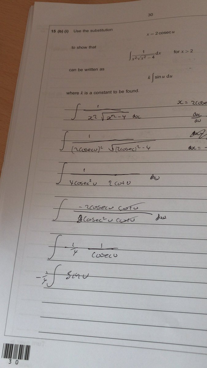 PipBurchmore's tweet photo. -1/4 right? #aqamaths #alevels2022 #alevelmaths https://t.co/h150JQI8kT
