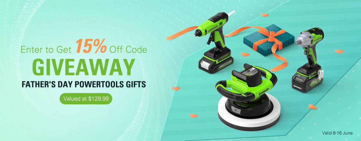 Greenworks24V's tweet photo. 🔥🔥🔥Greenworks 2022 Father‘s Day Giveaway🔥🔥🔥
WIN our new arrival power tools gifts valued at $129.99 😍 😍 😍
https://t.co/0lyaB9hvxM
#greenworks #Giveaways https://t.co/ZPbvTzBo6Z
