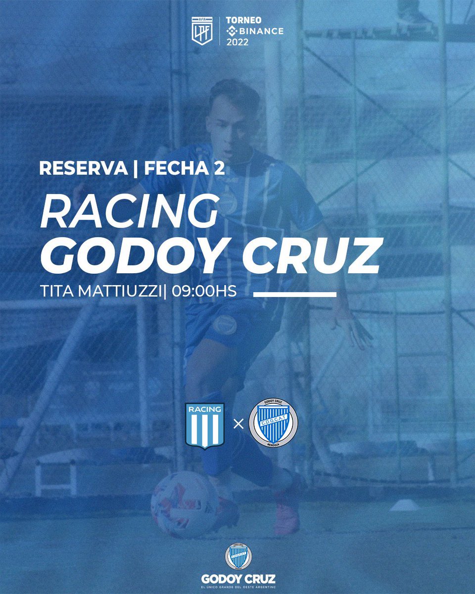 ⚽ ¡A las 9:00 juega la Reserva de <a href="/ClubGodoyCruz/">Club Godoy Cruz</a> de visitante ante Racing y lo miras GRATIS por #TombaTV! 

📺 tombatv.com.ar