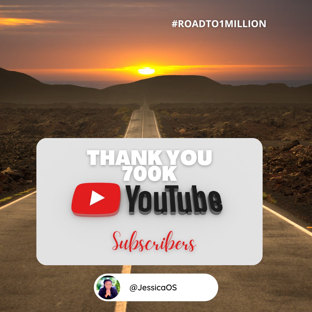 jessicaosgh's tweet photo. In under 2 years of creating content on youtube, my channel just hit 700,000 subscribers. This journey hasn't been easy but still I rise. For all my subscribers holding me down, you've been my silent source of encouragement. Thank you.  #RoadTo1Million 

 https://t.co/xvn3b4k5yZ https://t.co/Z0kTqM4Qlq